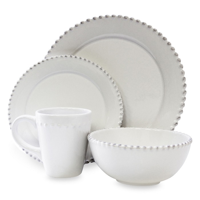 American Atelier Bianca Bead Round 16 Piece Dinnerware Set